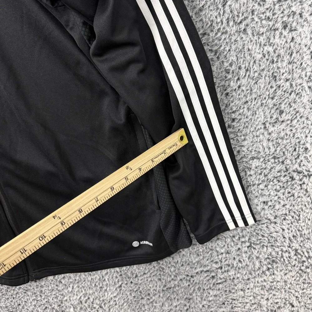 Adidas Jacket Mens 2XL Slim Black 3-Stripes Track Full Zip Athletic AEROREADY